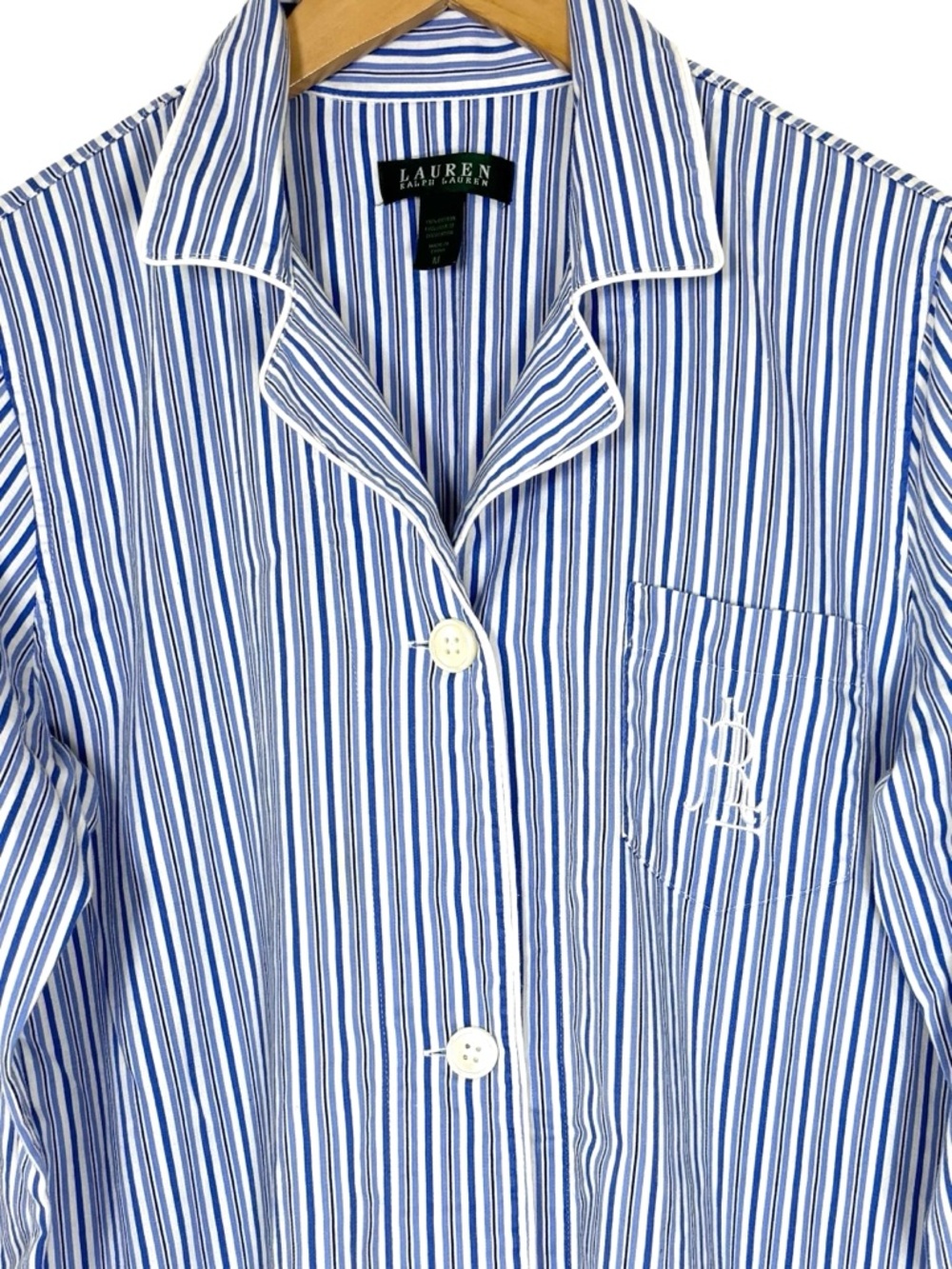 Lauren Ralph Lauren Sleep Shirt Striped Cotton Preppy - Picture 3 of 7